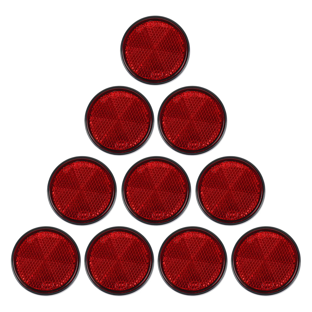 10 Pack Red Self Adhesive Round Reflectors, E9 Approval Road Safety Stick-on Rear Reflectors for Trailer Caravan Truck Lorry or Agricultural Machines