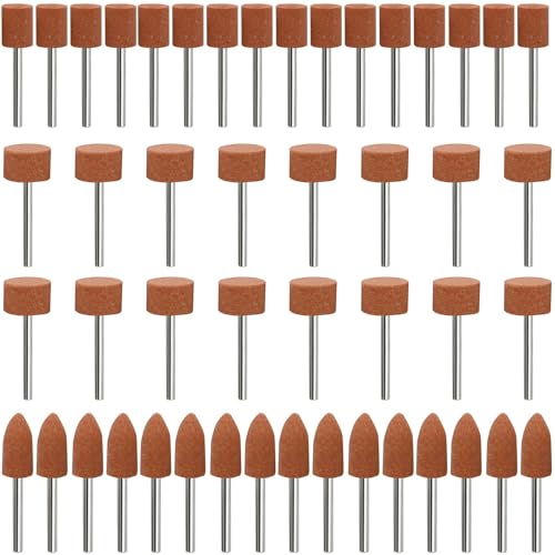 48 Pieces Corundum Sanding Tip Set, Sanding Attachments for Dremel, 1/8 Inch Shank for Grinding, Polishing, Deburring, for Use on Gemstones, Glass, Metal and Wood