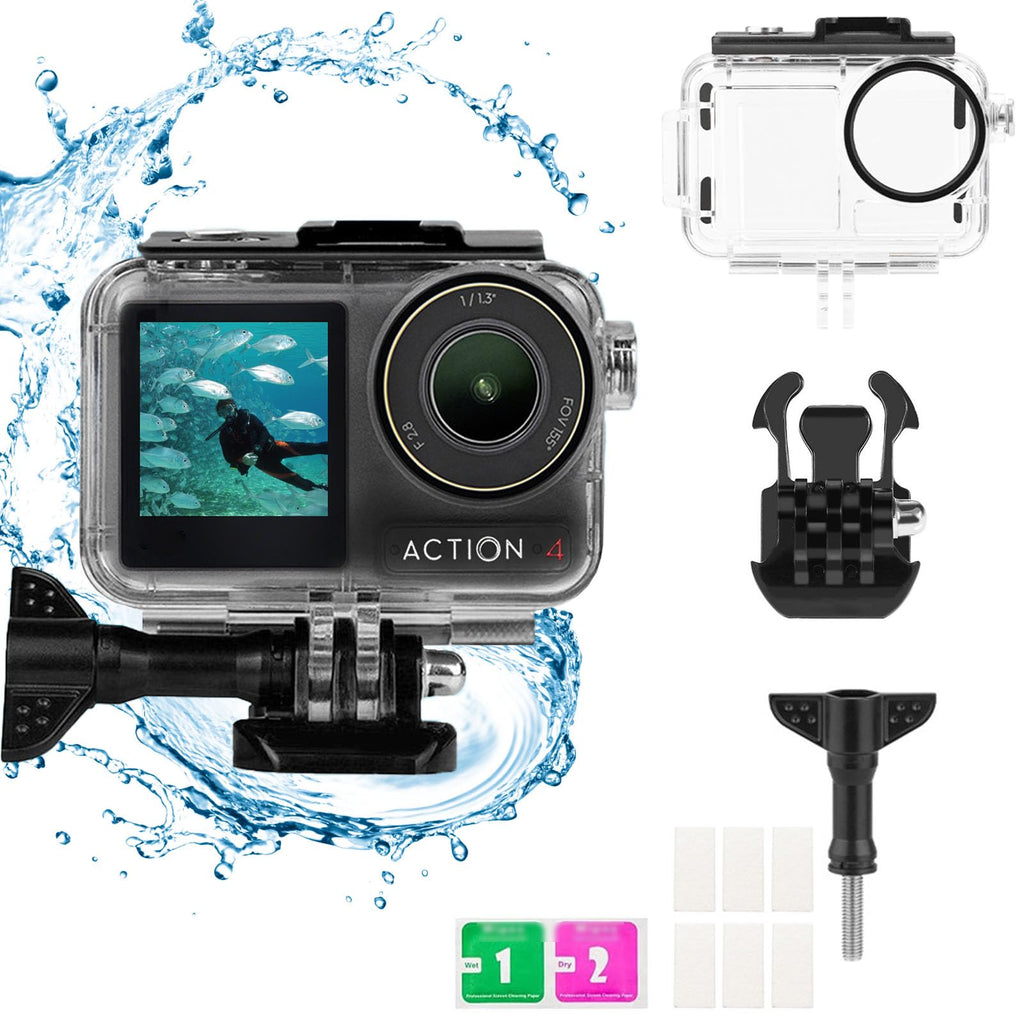 PCTC 45M(148ft) Waterproof Case for DJI Osmo Action4, Accessories for DJI Osmo Action3/4 Waterproof Case,Protective Underwater Dive Housing Shell with Bracket Accessories