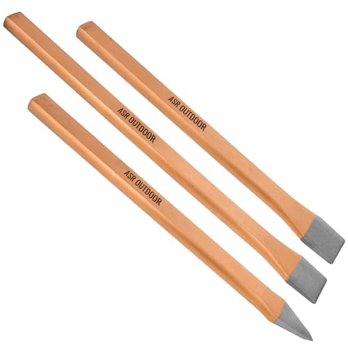 ASR Outdoor Full-Size 3pc Heavy Duty Cold Steel 12-inch Chisel Set Rock Hounding Equipment Geology Tools