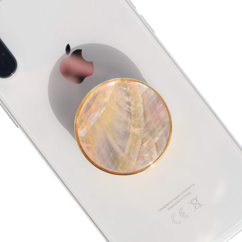 OnTheGrip Cute Natural Seashell Design Round shape Collapsible Mobile Phone Grip Stand Holder for Smartphone Tablet Cell Phone Accessory (Crème) Adhesive type Creme