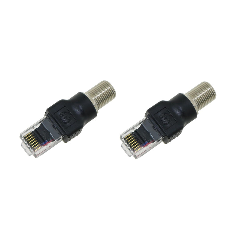 2PCS Coaxial Connector RF to RJ45 Converter Adapter F Female to RJ45 Male Coaxial Barrel Coupler Suitable for Surveillance and Video Cable and Cable TV Cable