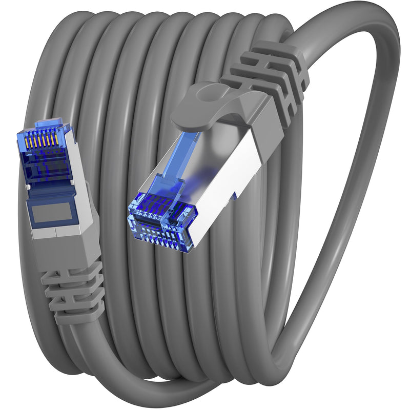 Outdoor Ethernet Cable 100ft, Cat 6 FTP Shielded Ethernet Cable Indoor, 23AWG High Speed Ethernet Patch Cords, Network, Interner Cable, UV Resistant, Waterproof, Direct Burial, with RJ45 for Router Grey