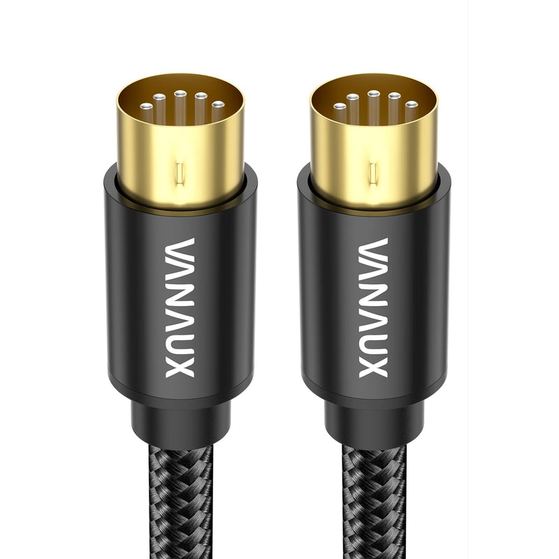 VANAUX MIDI Cable 3FT, Male to Male 5-Pin MIDI Cable Compatible with MIDI Keyboard, Keyboard Synth, Rack Synth, Sampler, External Sound Card, Sound Source and More-Black