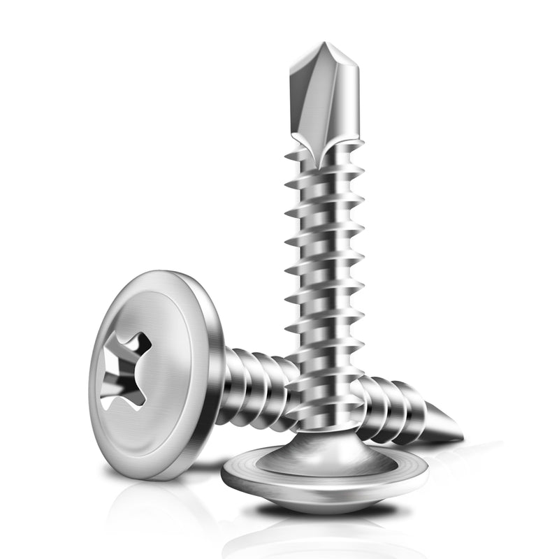 400Pcs #10 x 1 Self Tapping Screws for Metal, 410 Stainless Steel, Sheet Metal Screws for Metal, Truss Head Self Drilling Stainless Steel Screws #10×1" SILVER 400
