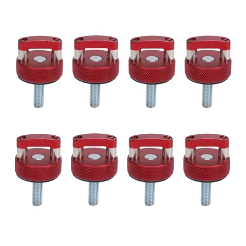 8PCS Quick Removal Fastener Thumb ew D Ring Combo, Hard Top Bolts with M8 1.25 Thread, Stainless Steel Billet Aluminum Construction, Suitable for Bronco 2dr 4dr (Red)