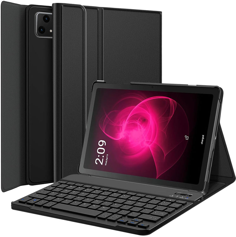 Case with Keyboard for T-Mobile Revvl Tab 5G 10.36 inch Tablet 2023 Released, Slim PU Stand Cover with Magnetically Detachable Wireless Bluetooth Keyboard (Black) Black