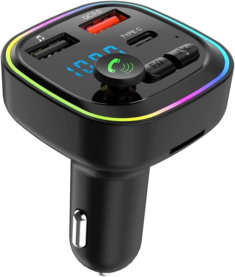 Bluetooth FM Transmitter for Car,Bluetooth Car Adapter with Dual USB Charging Car Charger MP3 Player Support TF Card