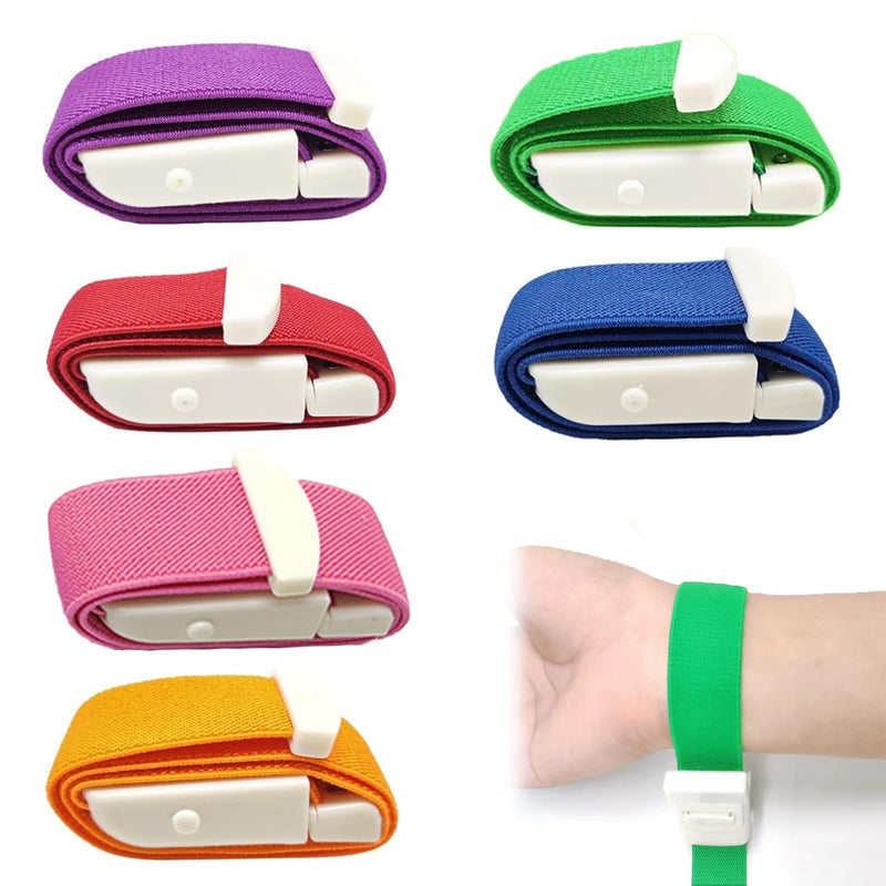 6 Pieces Storage Hose, Vein Congestion, Highly Flexible Tourniquets - Professional Storage Hose, Blood Removal with Buckle, Ideal for Camping, Hiking, Medical Emergencies, First Aid, Nurse (6 Colours)