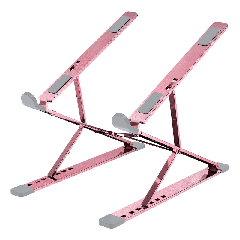 Portable Laptop Riser, Adjustable Laptop Stand,Aluminum Laptop Stand for Desk Foldable, Ergonomic Computer Notebook Stand Holder for MacBook Air Pro, Dell XPS, HP (10-15.6'')(Pink) Height&Angle Adjustable Pink