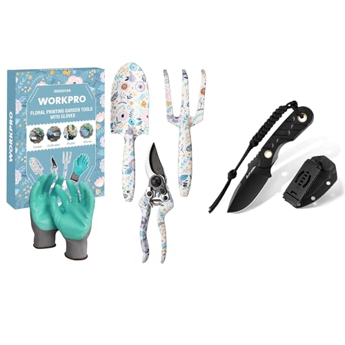 WORKPRO Aluminum Garden Tool Set and FLISSA Fixed Blade Knife