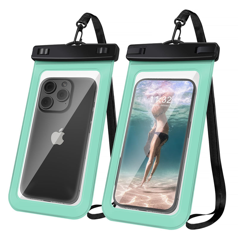 Waterproof Phone Pouch，Universal Case Compatible for iPhone 15 14 13 Pro Max XS Plus Samsung Galaxy S22 Cellphone Up to 8.3", IPX8 Under Water Beach Accessories Beach Bag, 1 Pack - Green A4-Green-1 pack