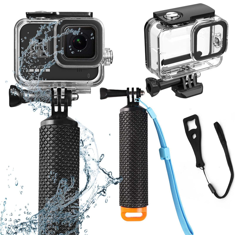 BO&DQQ 60M/196FT Waterproof Housing Case Compatible for Go Pro Hero 8 Black, Protective Underwater Dive Case Shell with Cameras Handle Mount Accessories Kit for Gopro Hero 8 Black