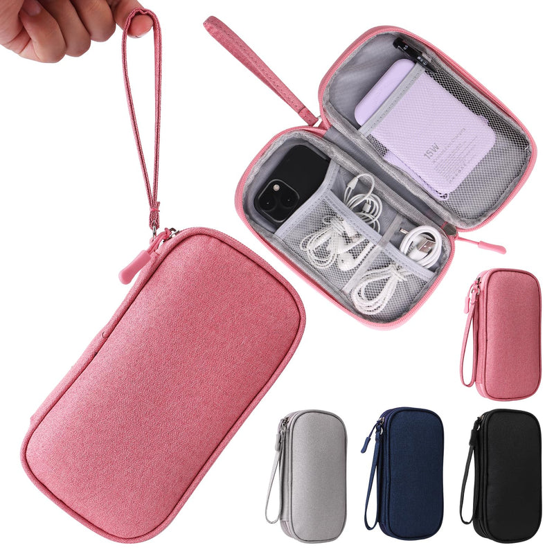 Travel Cable Organizer,Electronics Accessories Organizer Bag,Electronic Organizer Travel Universal Cable Organizer Electronics Accessories Bag for Charger, Phone, memory card,Travel Gadget Bag (Pink) Pink