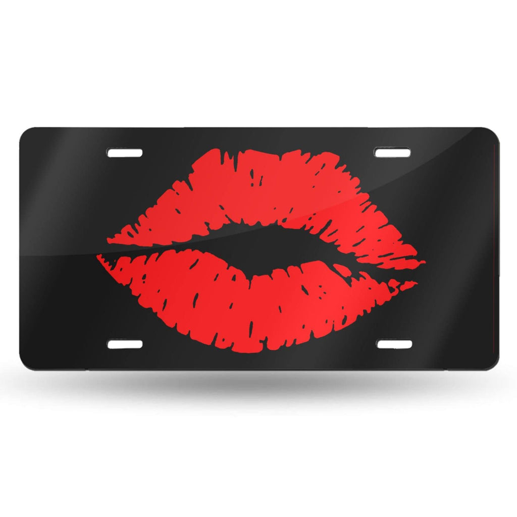 Red Lips License Plate Cover Decorative Car Front License Plate Novelty Aluminum Car Plate Vanity Tag 6×12 Inch - 4 Holes Red Lips One Size