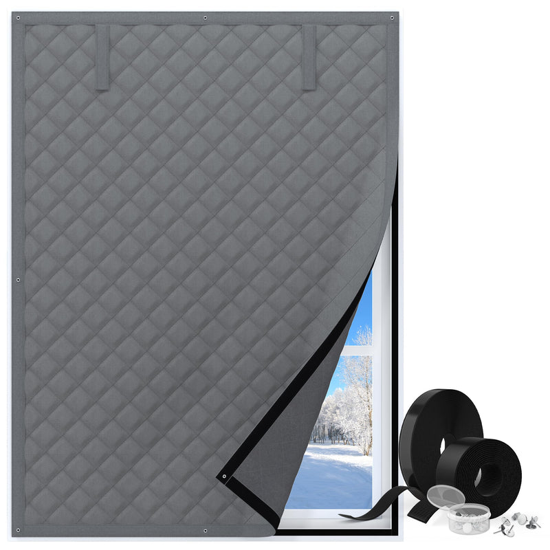Thermal Window Cover for Winter,38" X 62" for Window Insulation for Summer Heat, Oxford Cloth Cotton Layer Window Sun Blocker to Keep Heat, Window Insulation Kit Fits Up to 3 x 5 Ft Window 38IN X 62IN Gray