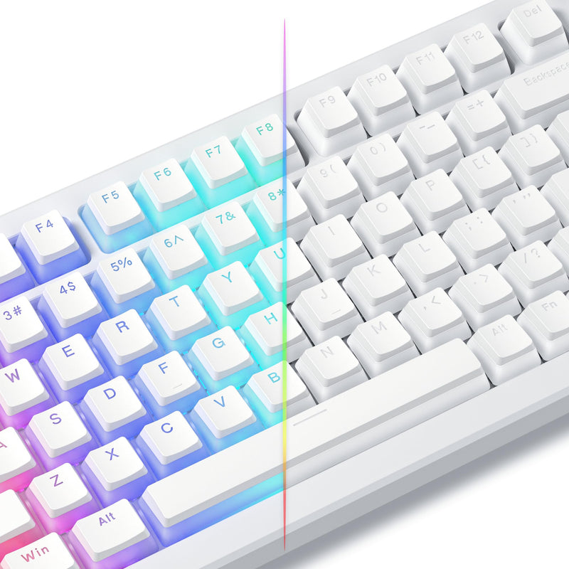 Womier Pudding Keycaps, White PBT Keycaps 100 Percent Keyboard 130 Keys, Shine Through Keycaps, Custom Keyboard Keycaps OEM Profile for 100%, 75%, 65%, 60% MX-stem Switches Keyboard-White