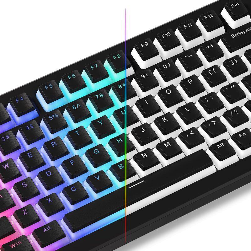 Womier Pudding Keycaps, Black PBT Keycaps 100 percent keyboard 130 Keys, Shine Through Keycaps, Custom Keyboard Keycaps OEM Profile for 100%, 75%, 65%, 60% MX-stem Switches Keyboards-Black