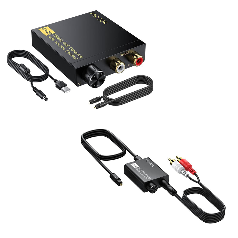 PROZOR 192Khz Digital to Analog Audio Converter with Volume Control Support 5.1CH DTS Dolly-AC3 + 192KHz Digital to Analog Audio Converter with Volume Control