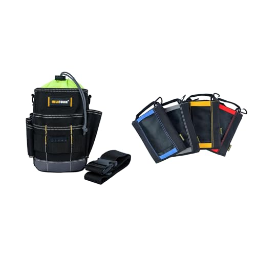 MELOTOUGH Tool Belt Pouches Electrician Tool Pouch with Belt Clip, Utility Top Drawstring Organizer Tool Pouch Bag,Fastener Bag Small Zip Tool Pouch Utility Zipper Tool Bag with Heavy Duty Mesh Window