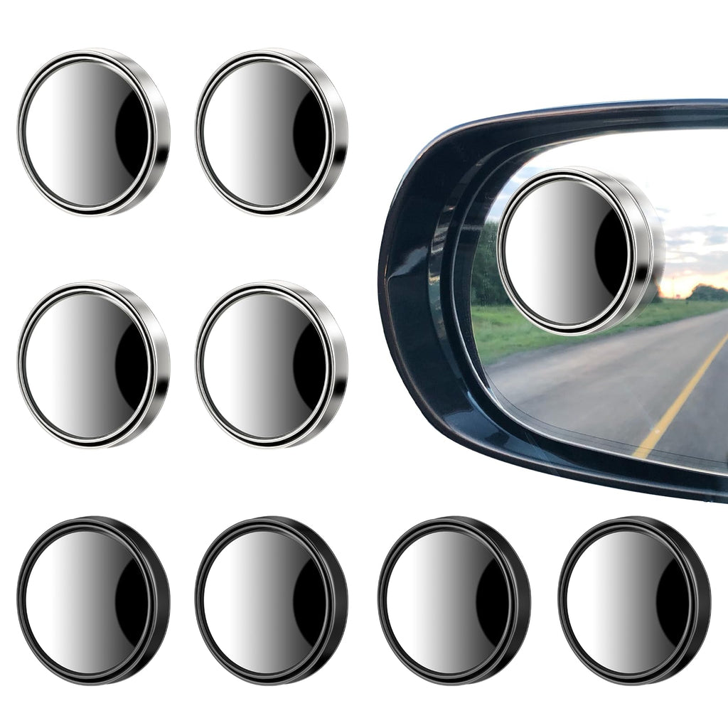 8Pcs Blind Spot Mirrors for Car 1.97’’ Round HD Convex Mirror Angle Adjustable HD Glass Round Side Rear View Convex 360° Wide Angle Side View Mirror with ABS Housing for SUV Trucks Motorcycles