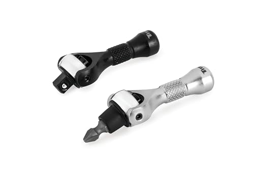 Titan 11332 2-Piece 1/4-Inch Drive x 2-1/4-Inch Swivel Head Ratchet Set Nano Bit Driver and Ratchet
