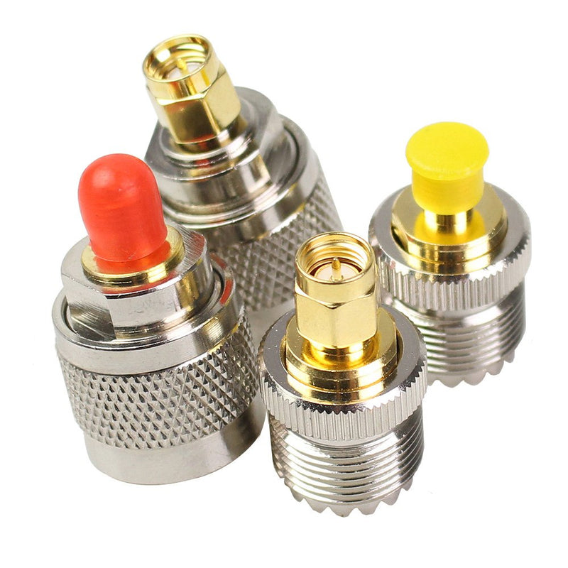 SMA SO239 Adapter 4PCS, UHF PL259 to SMA Male Female Connector Kit 4 Type Set for CB Radio/Handheld Ham Radio Antenna/Walkie Talkie