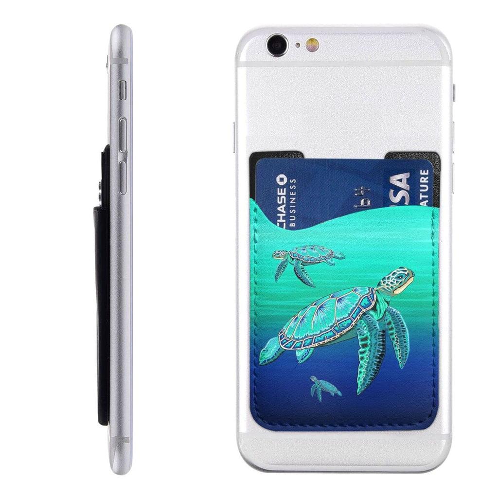 Phone Card Holder Oceanlife Sea Turtle Credit Card Holders Sleeve Adhesive Phone Wallet for Phone Case Compatible with Most Back of Phone One Size