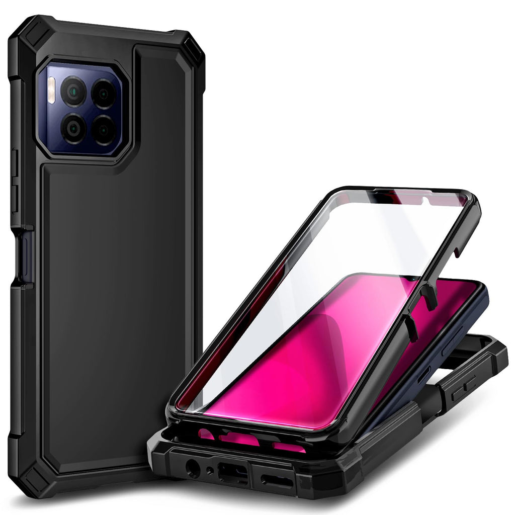 NZND Designed for T-Mobile REVVL 7 PRO 5G Case with [Built-in Screen Protector], Full-Body Shockproof Protective Rugged Bumper Cover, Impact Resist Phone Case (Black) Black