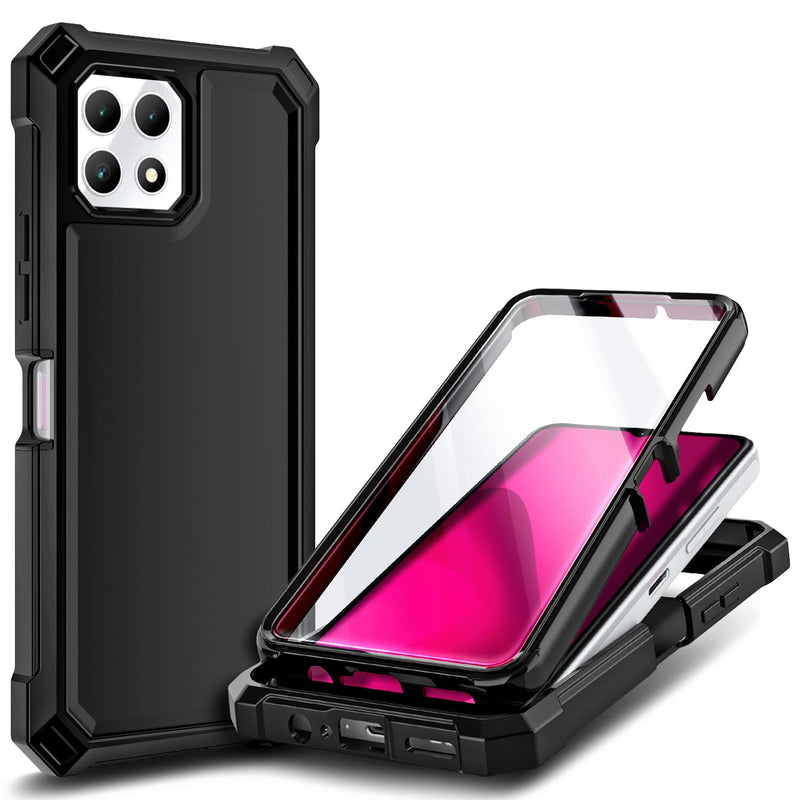 NZND Designed for T-Mobile REVVL 7 5G Case with [Built-in Screen Protector], Full-Body Shockproof Protective Rugged Bumper Cover, Impact Resist Phone Case (Black) Black