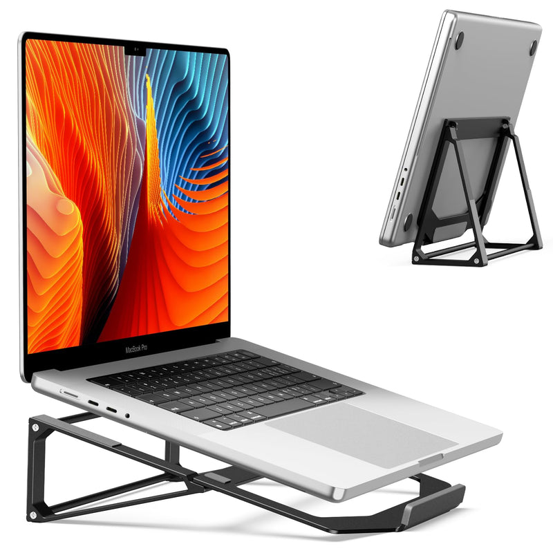 Laptop Stand for Desk, Aluminum Vertical Laptop Stand, 2-in-1 Laptop Riser Cooling Laptop Holder Compatible with MacBook Air Pro, Dell XPS, Lenovo, HP (11-17'') For 11-17'' Laptops