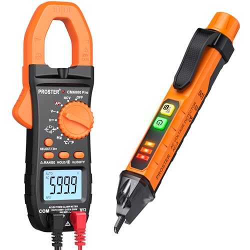 Proster Digital Clamp Meter TRMS 6000counts & Non Contact Voltage Tester