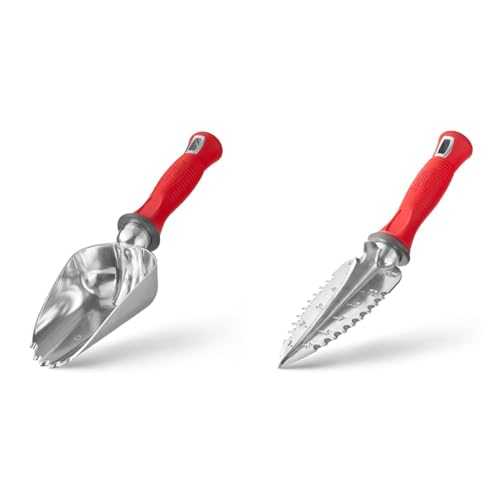 Garden Weasel Potting Scoop 91362 and Transplanter 91360 Digging Planting Gardening Hand Tools Bundle