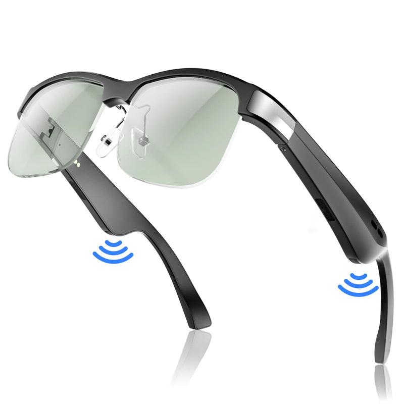 Smart Glasses, Polarized Bluetooth Sunglasses, Built-in Mic & Speakers, Voice Assistant, UV Protection, Bluetooth Glasses for Office, Driving, Cycling Outdoor Sports M9 Pro-greyish Green Lens