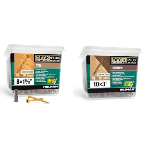 Deck Plus Wood Screws Bundle - 1-5/8" x #8 Tan 5lb and 3" x #10 Brown 5lb