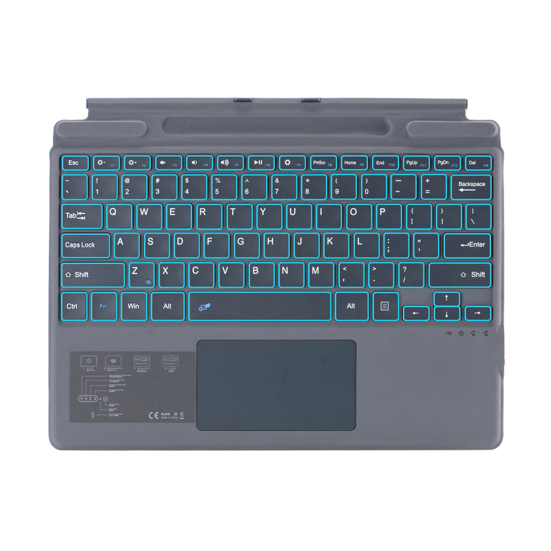 Type Cover for Microsoft Surface Pro 10 / Pro 9 / Pro 8 / Pro X, 13 inch, Portable Slim Wireless Keyboard with Touchpad Tablet Keyboard (Gray with Backlight) Gray With Backlight