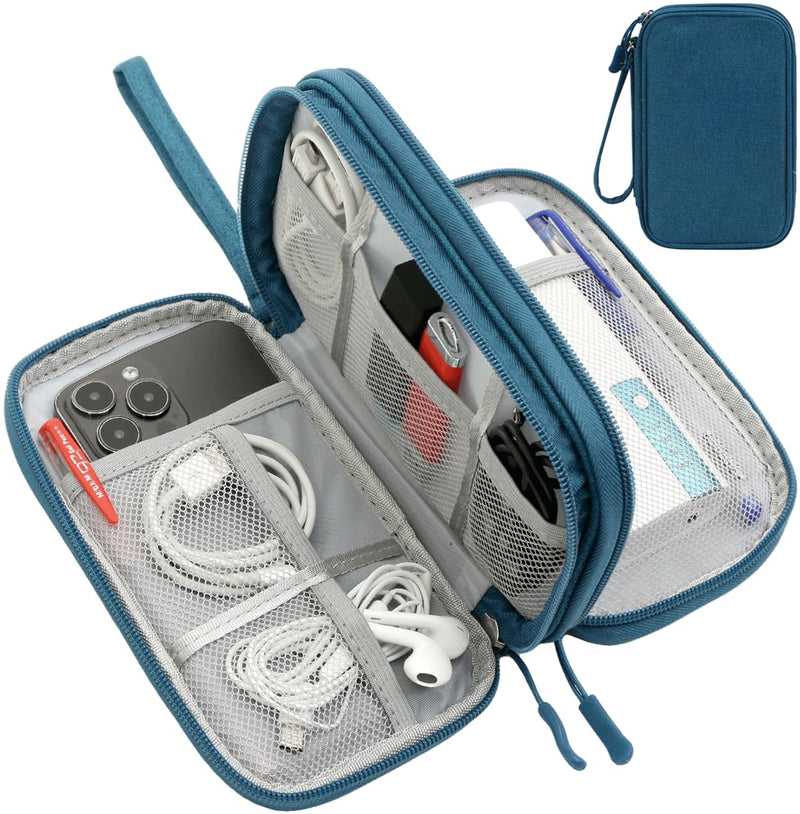 Electronics Organizer Travel Case, Water Resistant Cable Organizer Bag Cord Organizer Pouch for Cable, USB, Charger, Phone, Power Bank, Earphone, Electronics Accessories (Dark Green, Medium) Dark Green