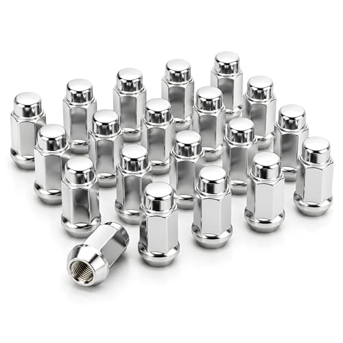 HALNAR 20pcs 1/2"-20 Wheel Lug Nuts Set Chrome Closed End 3/4" Hex 1.72" L