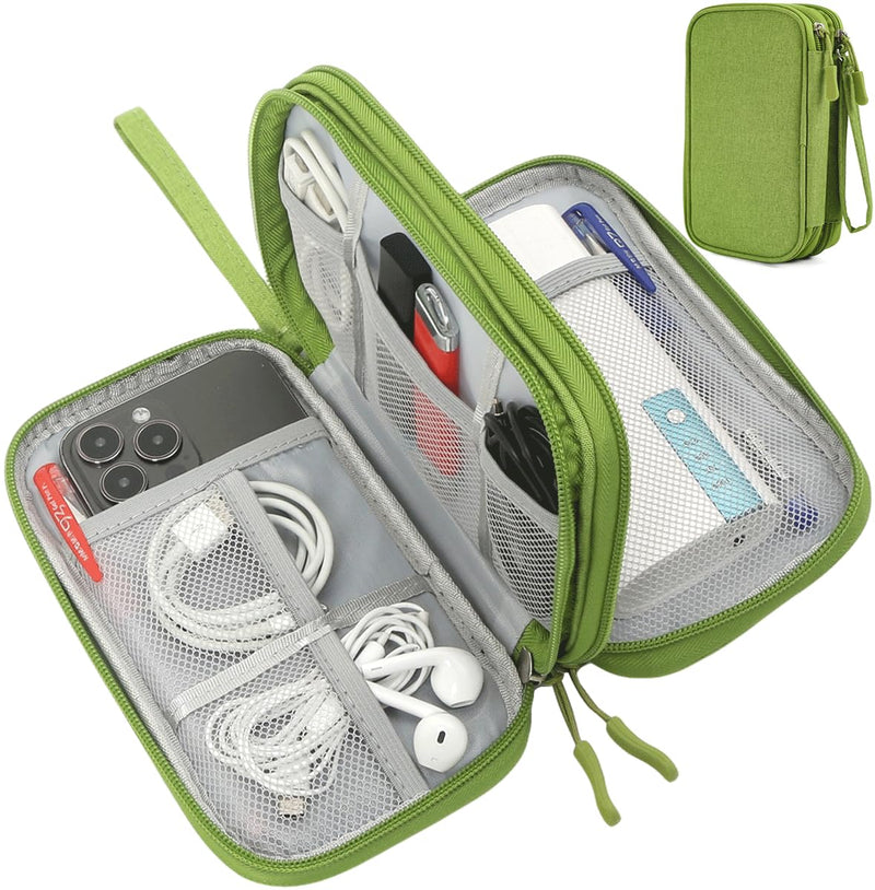 Electronic Organizer Travel USB Cable Accessories Bag/Case, Waterproof Electronics Accessories Case Organizer Bag for Cable, Cord, Charger, Phone, Power Bank, Earphone (Grass Green, Large) Grass Green