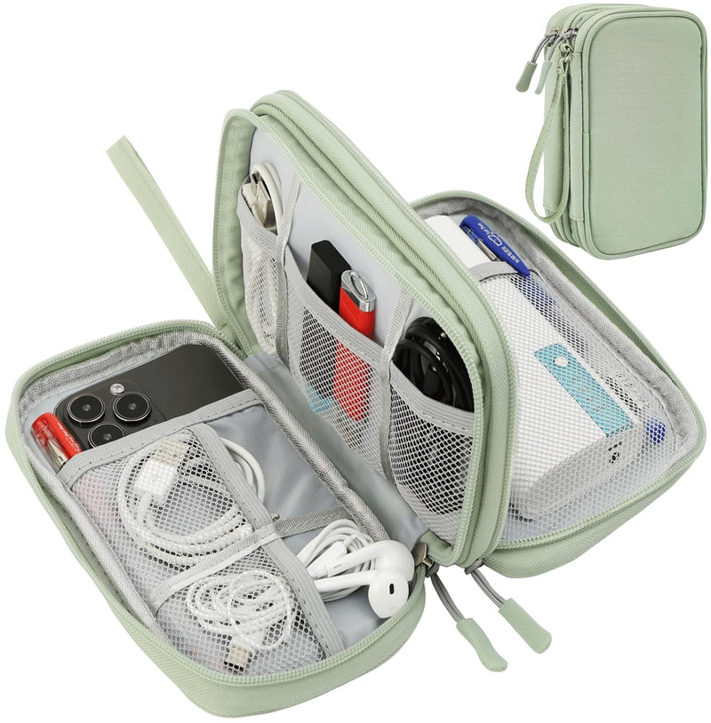 Cord Organizer Travrel Bag, Electronic Organizer Travel Case, Water Resistant Cable Organizer Pouch for Cable, Cord, USB, Charger, Phone, Power Bank, Earphone (Mint Green, Medium) Mint Green