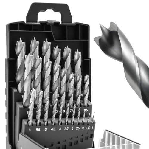 25-Piece Wood Drill Bit Set HSS-G Steel Metric Size 25-Piece Metric Set