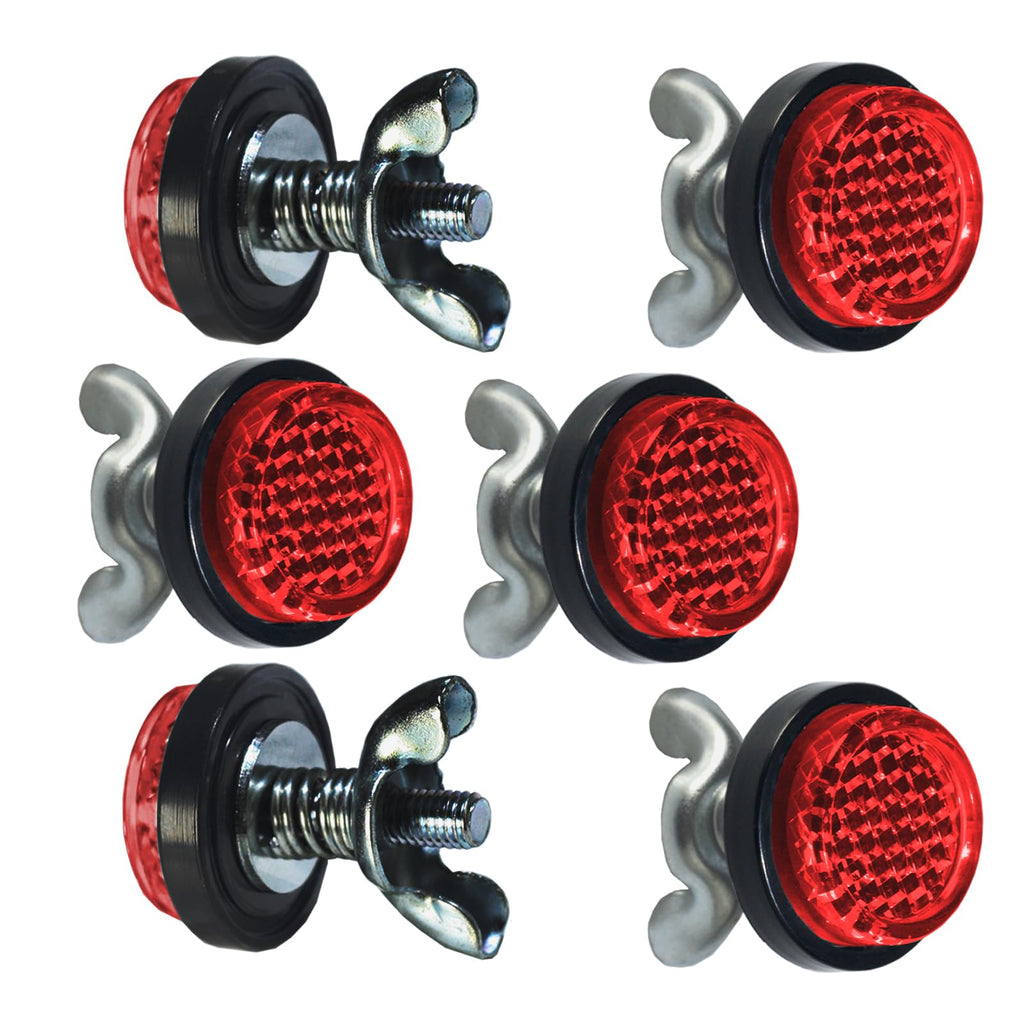 Red Reflectors Motorcycle License Plate Bolts and Nuts Mini Decorative M5 Screw Tag Bolt Round Reflective for Bike(6Pieces) (Red) Red,Silver