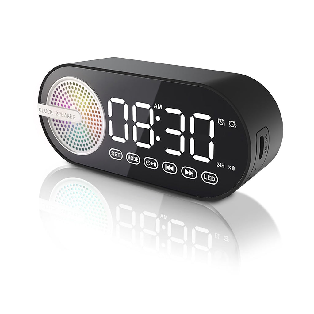 Music Alarm Clock with Personalized Music Ringtone Setting Function,Led Digital Clock with Bluetooth/TF Card,Dimmer,Rechargeable Battery Operated