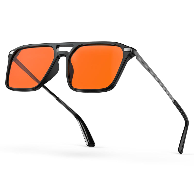 Goiteia 100% Orange Blue Light Blocking Glasses-Amber Gaming Glasses for Better Sleep/Eyes Strain-Comfor Spring Hinges Black/58*45mm