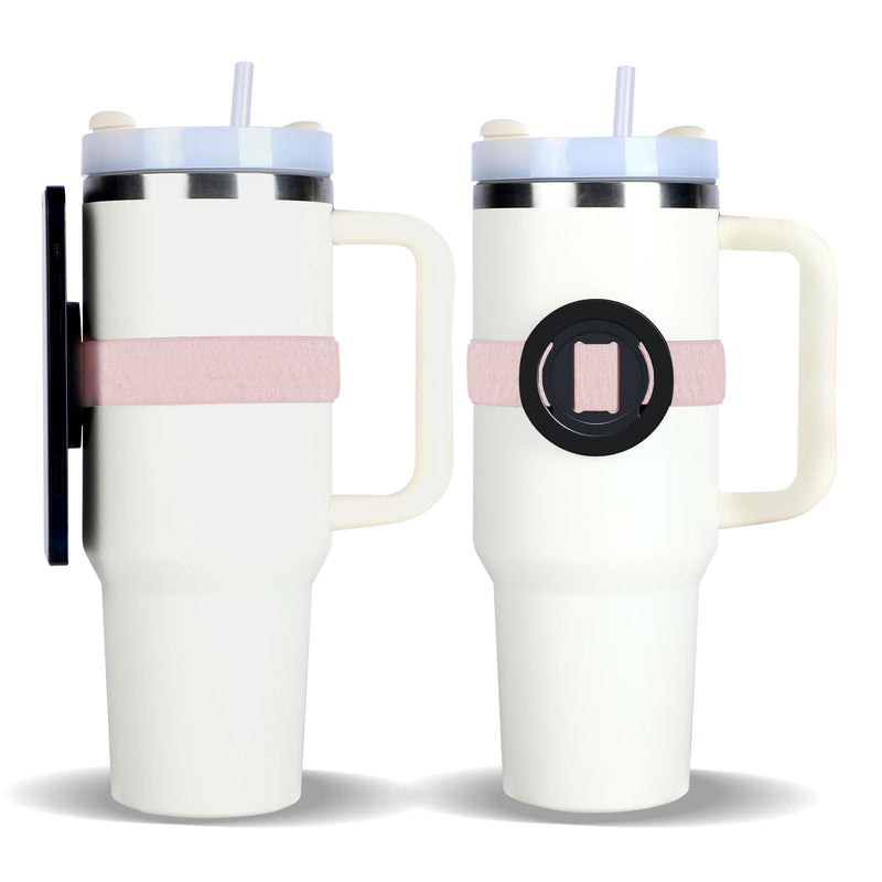 Magnetic Phone Strap for Bottles Stanley Cups, Magnetic Phone Holder with 2pcs Adjustable Straps for Phone Using in Gym, Shopping (Fashion-Pink)