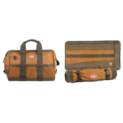 Bucket Boss Gatemouth 16 Tool Bag and Tool Roll Bundle, Brown, 60016
