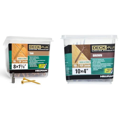 Deck Plus Wood Screws Bundle - 1-5/8" x #8 Tan 5lb and 4" x #10 Brown 5lb