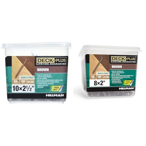 Deck Plus Wood Screws, Brown Exterior, 2-1/2" x #10 & 2" x #8, 5lb Bundle Screws + SCREWS,49005