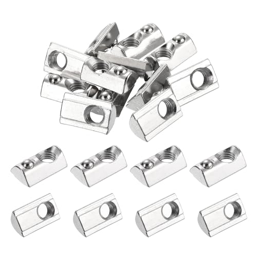 uxcell 100Pcs M8 T Spring Nut Fastener Carbon Steel Nickel Plated Half Round Roll in Spring T Slot Nut for T-Slot Aluminum Profile 3D Printer, CNC Router 4040 Series M8-1.25x23x13.8x8.8mm 100