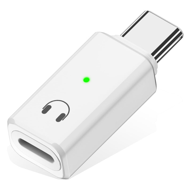 USB-C to Lightning Audio Adapter, USB Type C Male to Lightning Female Headphone Converter for iPhone 15/15 Plus/15 Pro/15 Pro Max, iPad Pro/Air, Not for Charging&Data (White) White